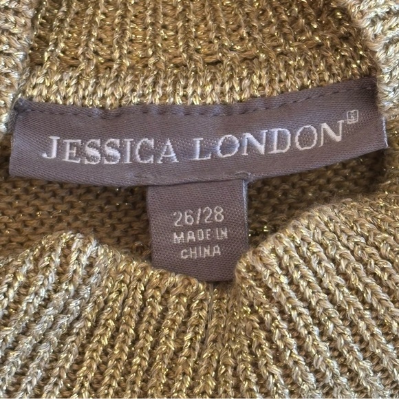 Jessica London 26/28 NWT shimmery, gold sleeveless mock turtleneck knit top - Picture 4 of 11